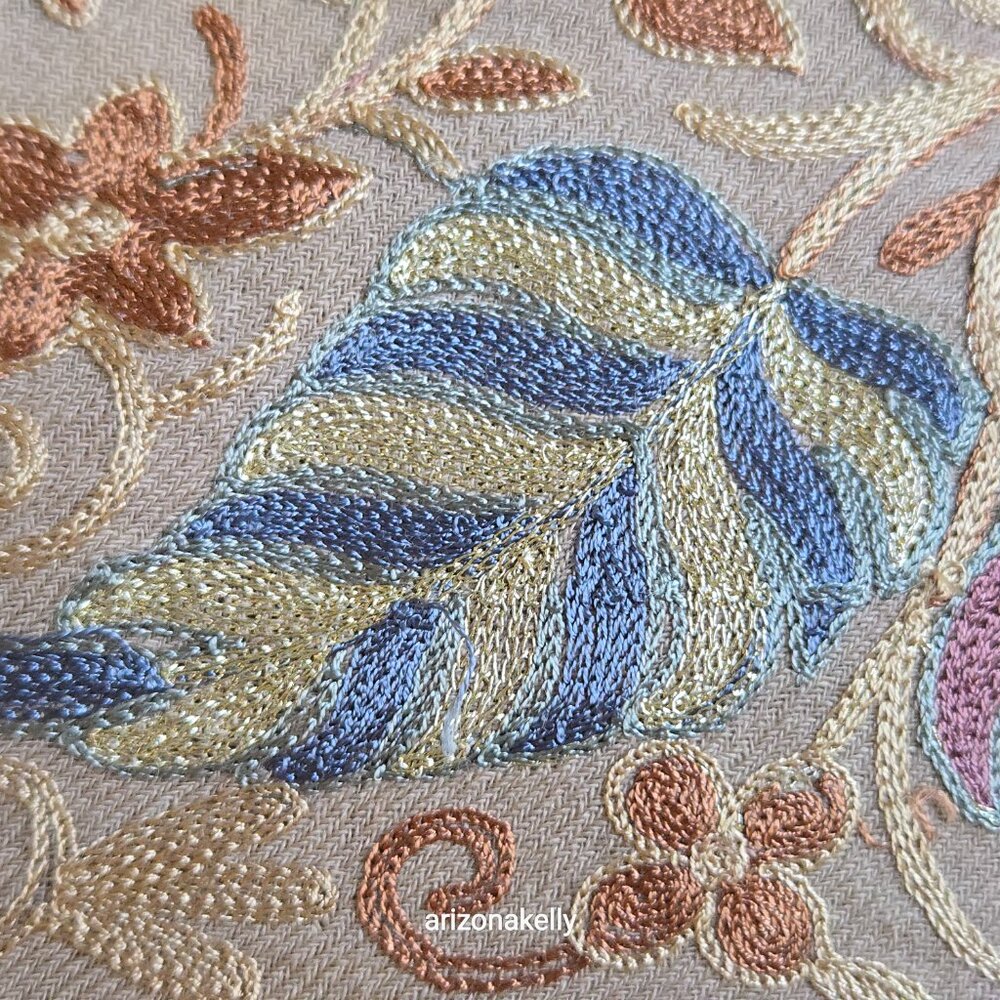 NWOT Ahujasons Wool Scarf Chain Stitch Embroidery - Picture 12 of 17